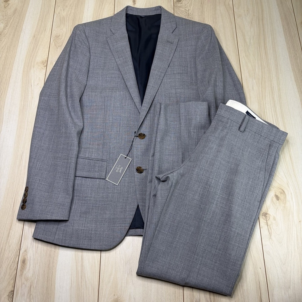 NEW $438 J. Crew Voyager Thompson Slim Gray Twill Wool Suit Mens 36S 30x30